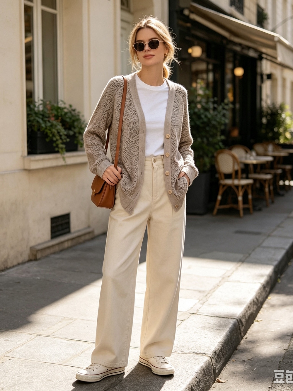 Aritzia Talula Tan Knit Cardigan Sweater
